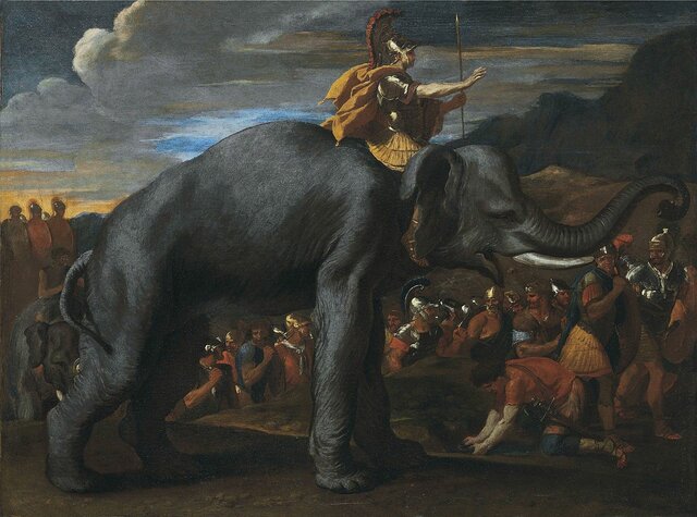 Hannibal cum elephantis Alpes traiicit