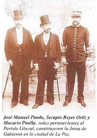 JUNTA DE GOBIERNO FEDERAL: José M. Pando, Serapio Reyes y Macario Pinilla