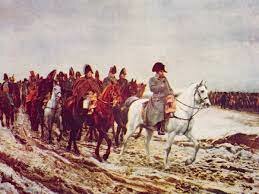 Napoleon and his men march on Russia