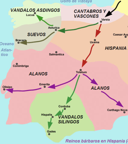 Invasión de Sueros, Alanos y Vándalos.