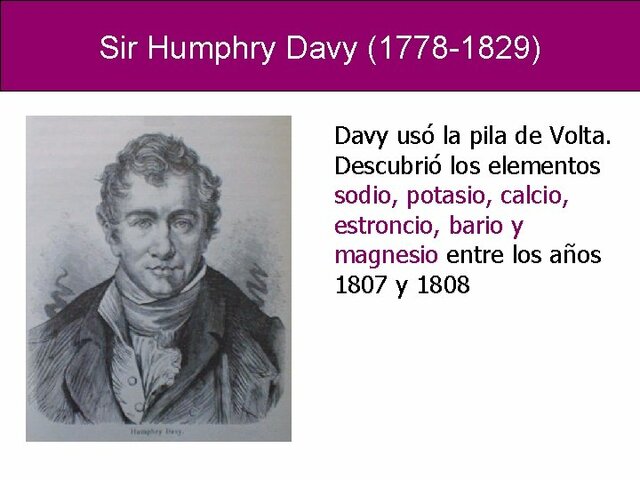 Descubrimiento de seis elementos químicos: Humphrey Davy