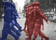 Enfrentamiento azules y colorados