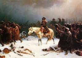 Napoleon and his men march on Russia