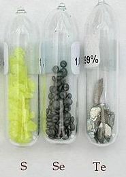 Döbereiner volvió a su juego de números con tríos de elementos. Uno de los nuevos tríos que consideró fue el azufre, el selenio y el telurio.