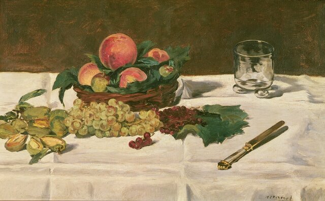 Frutas en una mesa de Édouard Manet