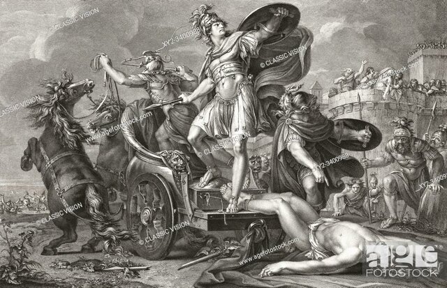 Achilles drives the Trojans back into Troy