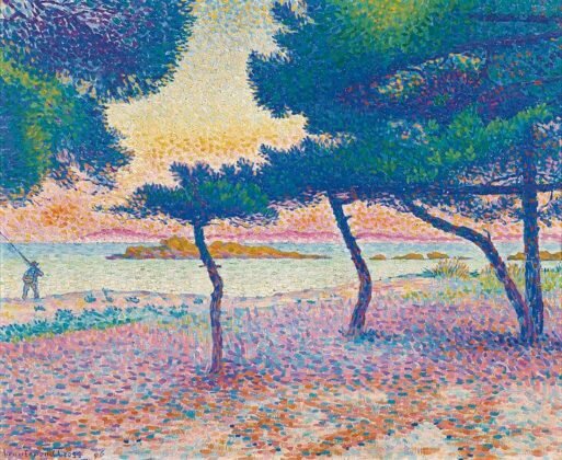 "La Plage de Saint-Clair" por Henri-Edmond Cross