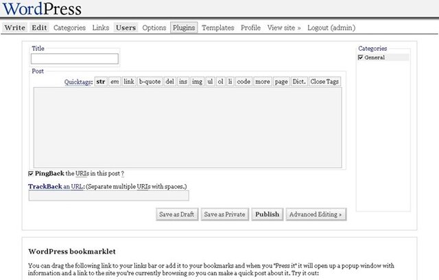 WordPress 1.5 Strayhorn.