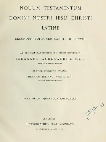 ｛拉丁文｝沃兹沃斯－懷特《新約聖經》評註版（Wordsworth-White）