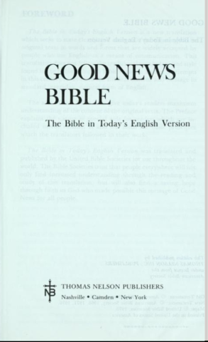 ｛英文｝《好消息聖經》（Good News Bible；簡稱GNB或GNT）