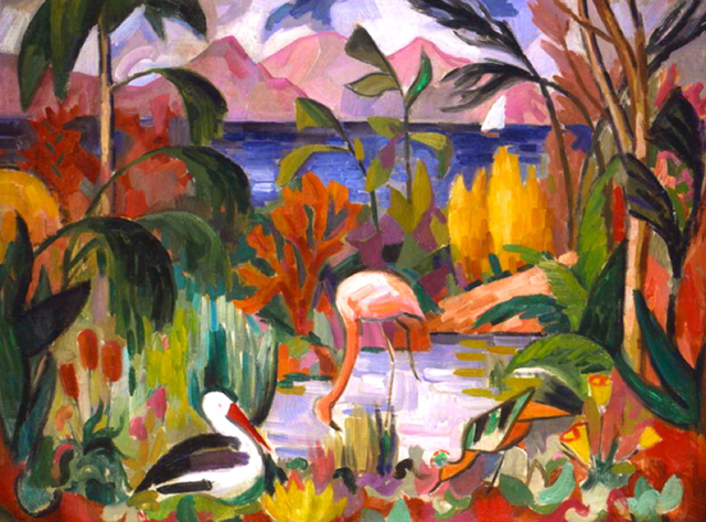 1907: Paysage Colore Aux Oiseaux Aquatique
