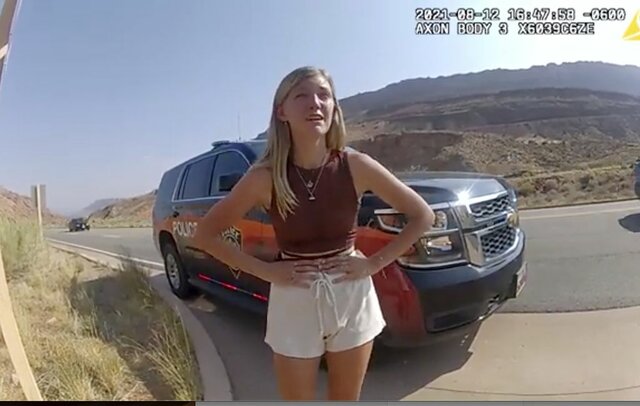 Petito and Laundrie are pulled over near Arches National Park