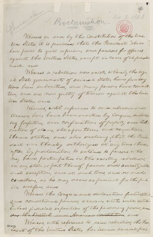 Proclamation of Amnesty and Reconstruction