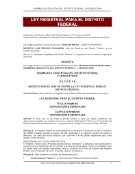 Primera Ley Registral para el Distrito Federal.