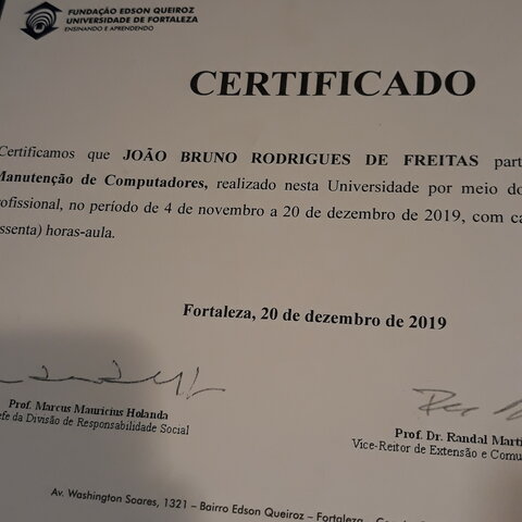 Comecei o Curso de Manutenção de Computadores