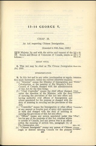 ✆ Acte d'Immigration/Exclusion chinoise (Politique, -2)