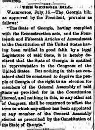 Georgia History: Georgia is readmitted to the Union.