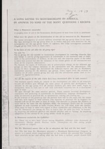 Long Letter from Mario Montessori