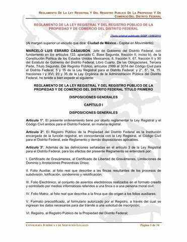Reglamento del Registro Público de la Propiedad del Distrito Federal