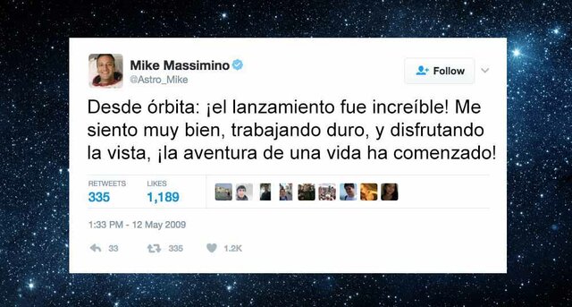 2009=>PRIMER TWEET DEL ESPACIO