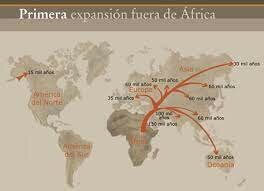 65,000 años: Inicio de la historia. Los sapiens se extienden fuera de África.