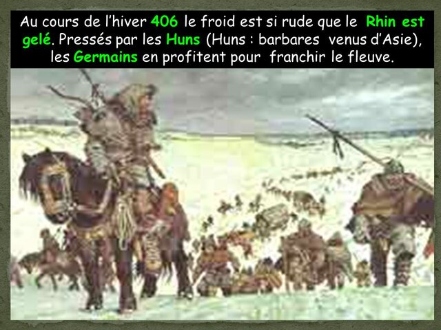 Traverse du Rhin par les Barbares