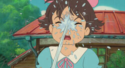 The ponyo sprayed water on her for calling her boring