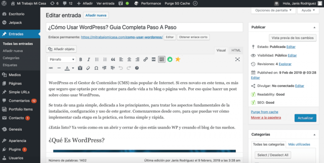 Como se utiliza el WordPress