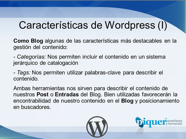 Característica principales de WordPress