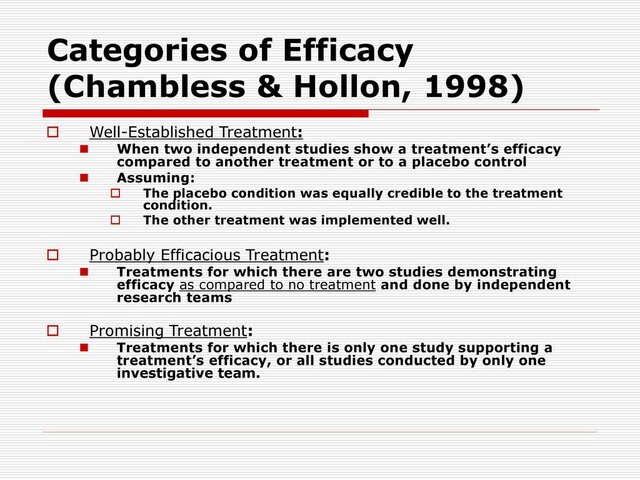 Tipos de eficacia en la Psicoterapia