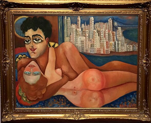 Nahui y Agacino frente a Manhattan -Nahui Olin