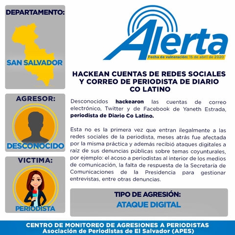 Hackean cuentas de redes sociales y correo de periodista de Diario Co Latino