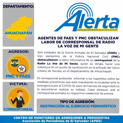 Agentes de FAES y PNC obstaculizan labor de corresponsal de Radio La Voz de Mi Gente