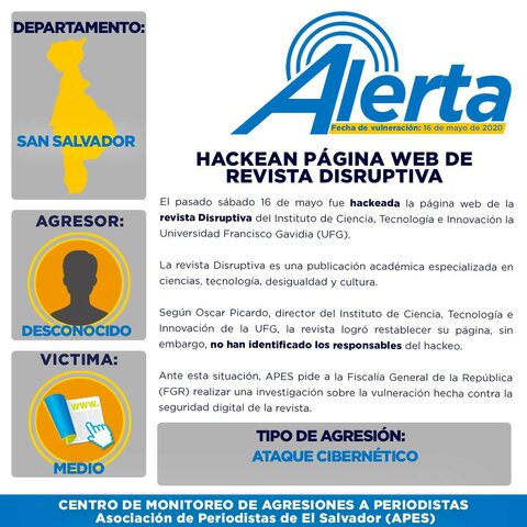 Hackean página web de revista Disruptiva