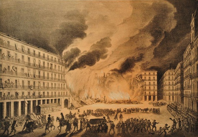 Incendio en la Plaza Mayor de Madrid