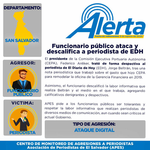 Funcionario público ataca y descalifica a periodista de EDH