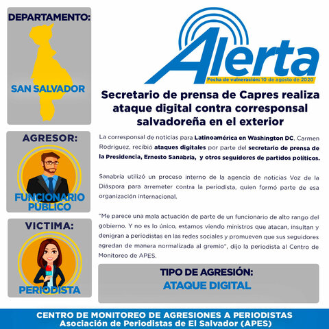 Secretario de prensa de Capres realiza ataque digital contra corresponsal salvadoreña en el exterior