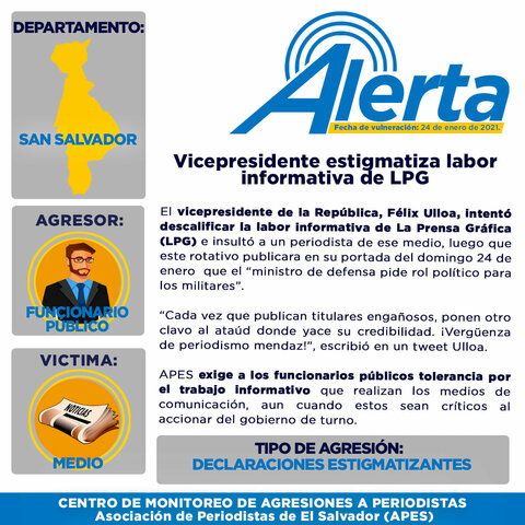 Vicepresidente estigmatiza labor informativa de LPG