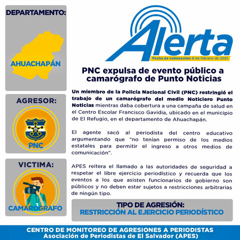 PNC expulsa de evento público a camarógrafo de Punto Noticias