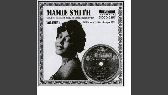 Mamie Smith records "Crazy Blues"