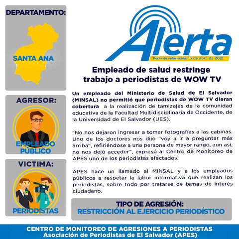 Empleado de salud restringe trabajo a periodistas de WOW TV