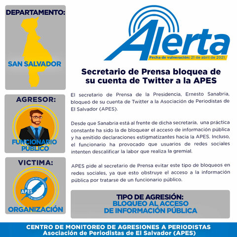 Secretario de Prensa bloquea de su cuenta de Twitter a la APES