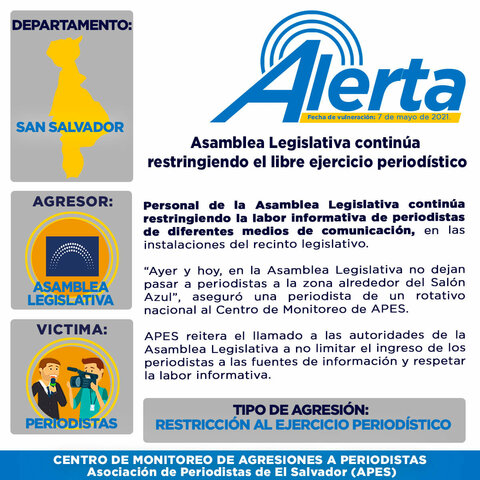 Asamblea Legislativa continúa restrngiendo el libre ejercicio periodístico