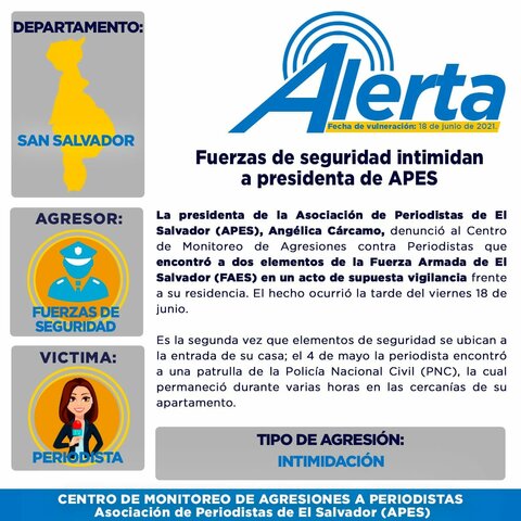 Fuerzas de seguridad intimidan a presidenta de APES