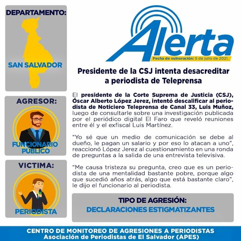 Presidente de la CSJ intenta desacreditar a periodista de Teleprensa