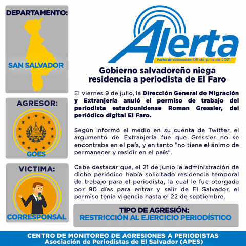 Gobierno salvadoreño niega residencia a periodista de El Faro