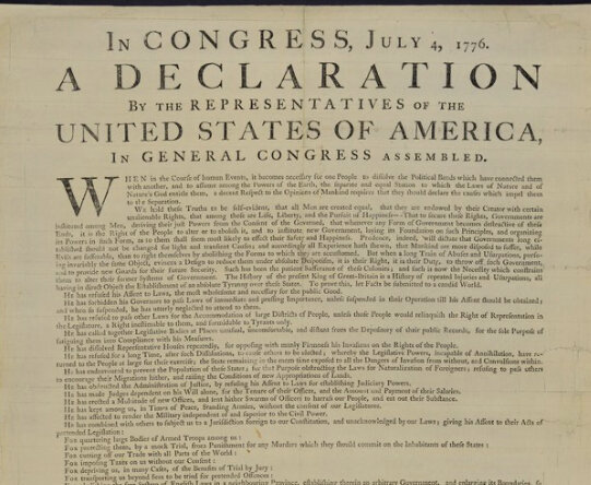 Declaración de Independencia de las 13 colonias