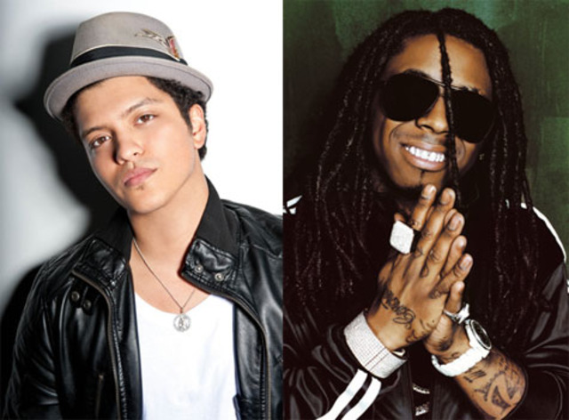 bruno mars preforms a song called "mirror" with lil wayne