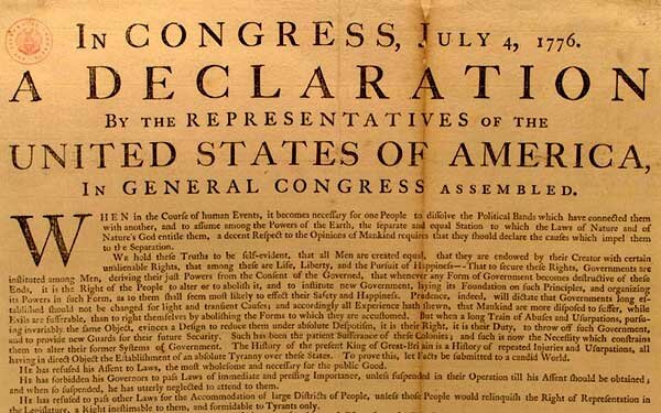Declaración de Independencia de las 13 colonias americanas