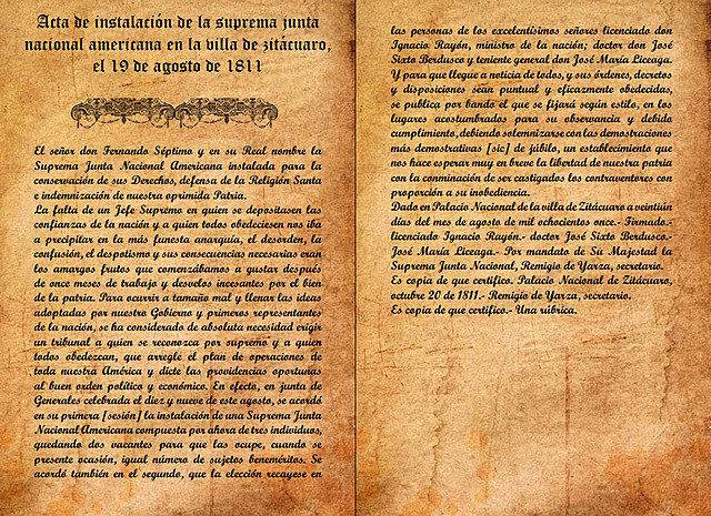 Acta de la Suprema Junta Nacional Americana